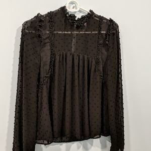 Zara High Neck Black Blouse
